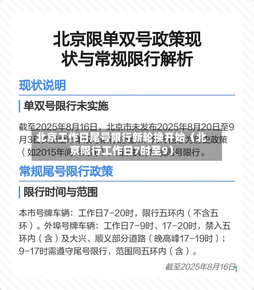 北京工作日尾号限行新轮换开始(北京限行工作日7时至9)-第1张图片