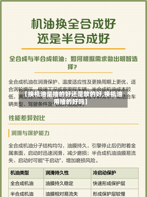 【换机油是抽的好还是放的好,换机油用抽的好吗】-第1张图片