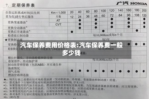 汽车保养费用价格表:汽车保养费一般多少钱-第1张图片