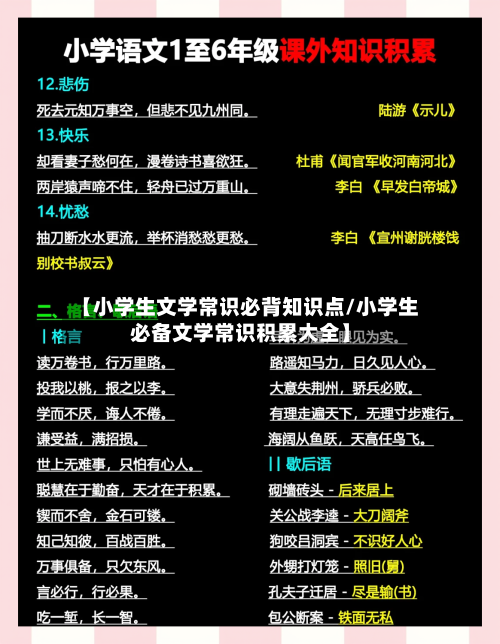 【小学生文学常识必背知识点/小学生必备文学常识积累大全】-第1张图片
