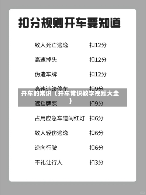 开车的常识(开车常识教学视频大全)-第1张图片