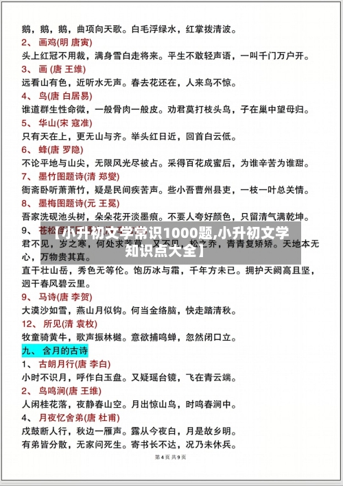 【小升初文学常识1000题,小升初文学知识点大全】-第1张图片