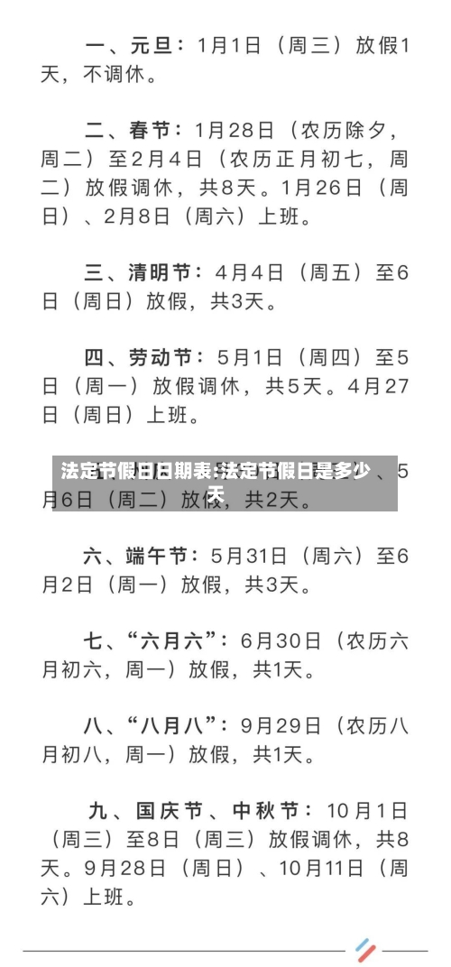法定节假日日期表:法定节假日是多少天-第1张图片