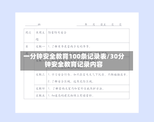 一分钟安全教育100条记录表/30分钟安全教育记录内容-第1张图片