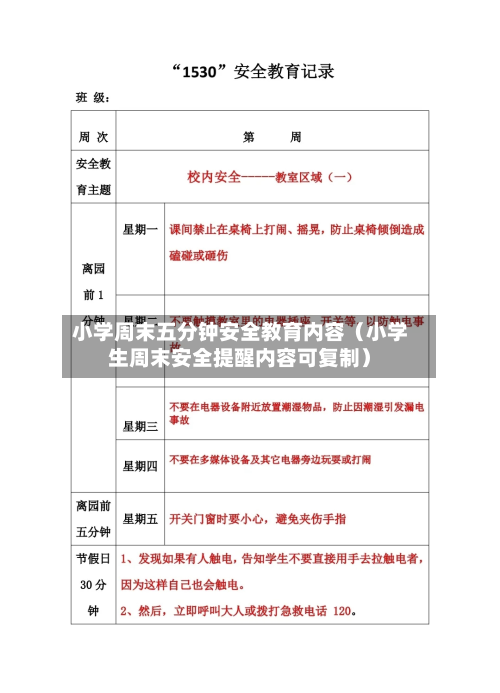 小学周末五分钟安全教育内容（小学生周末安全提醒内容可复制）-第1张图片