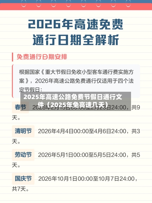 2025年高速公路免费节假日通行文件（2025年免高速几天）-第1张图片