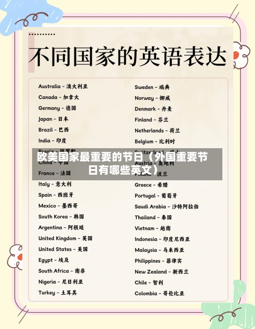 欧美国家最重要的节日（外国重要节日有哪些英文）-第1张图片